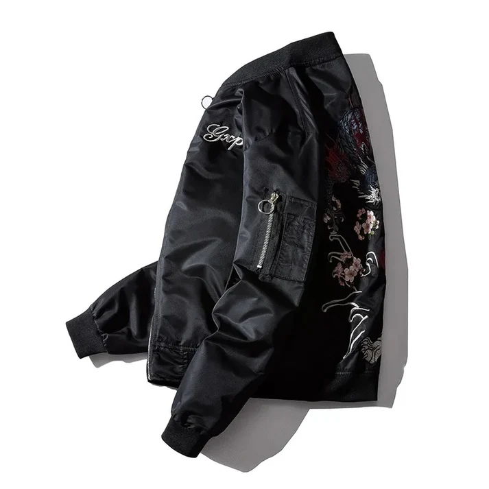 Dragon & Tiger Embroidered Bomber Jacket